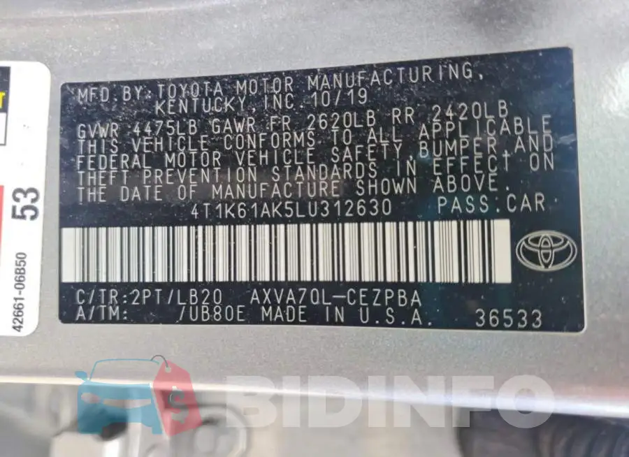 4T1K61AK5LU312630 Photo# 12