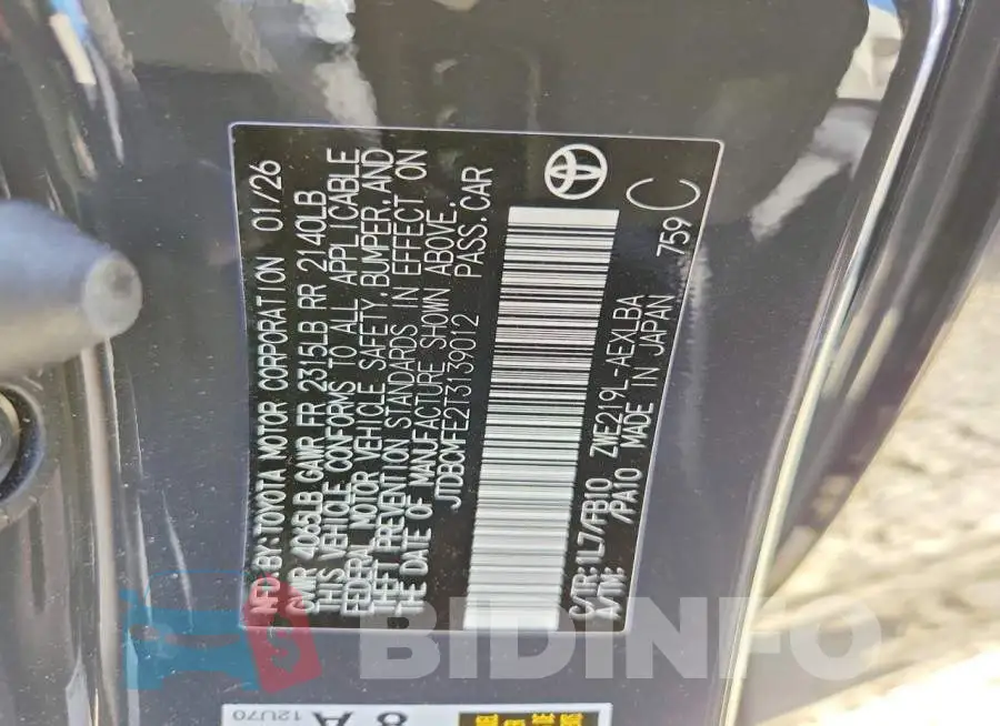 JTDBCMFE2T3139012 Photo# 12