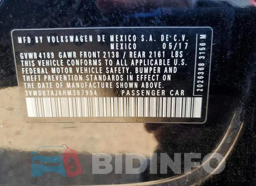 3VWDB7AJ6HM387994 Photo# 12