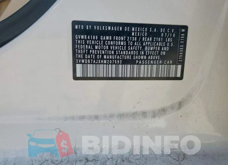 3VWDB7AJXHM207593 Photo# 12
