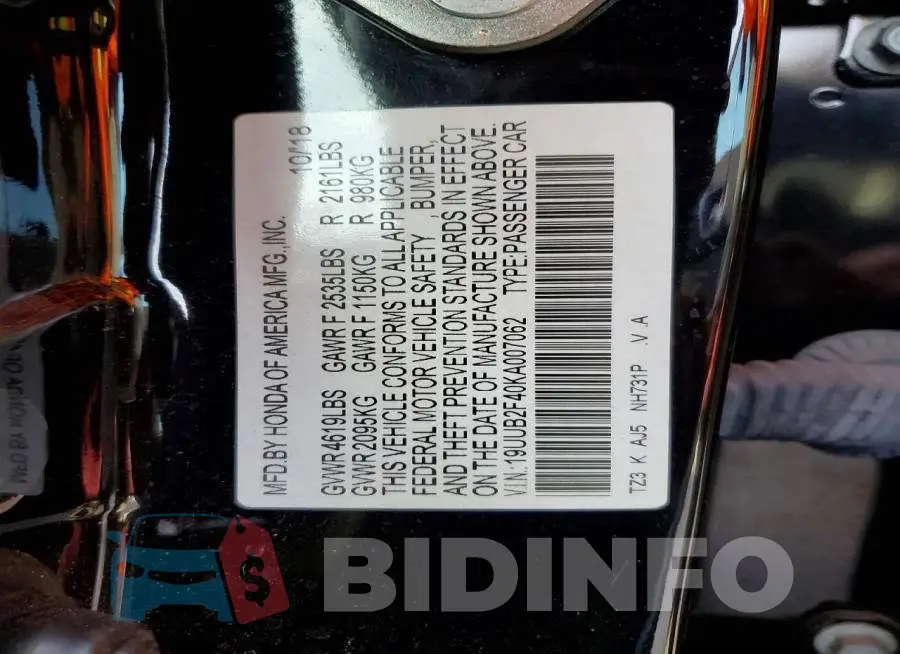 19UUB2F40KA007062 Photo# 12