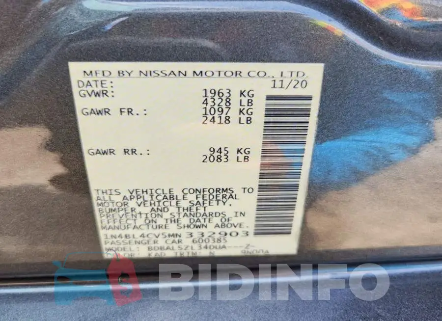 1N4BL4CV5MN332903 Photo# 13