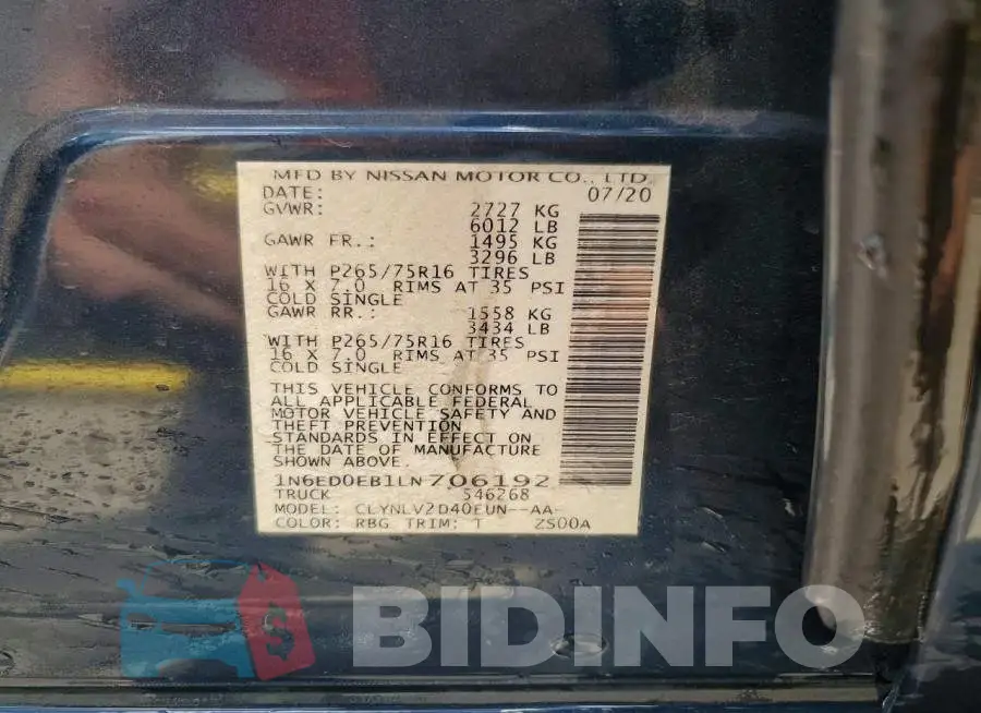 1N6ED0EB1LN706192 Photo# 12