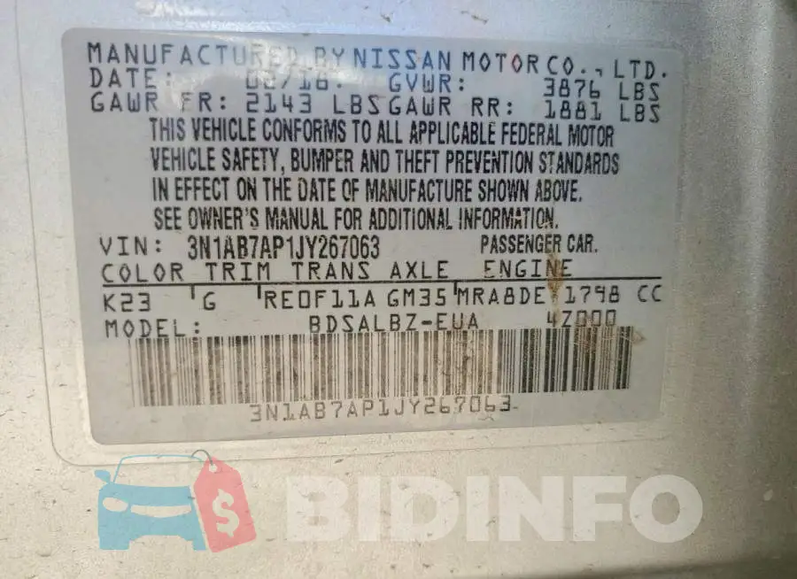 3N1AB7AP1JY267063 Photo# 12
