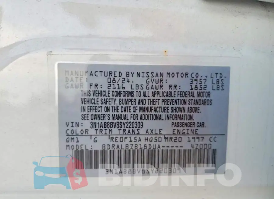 3N1AB8BV8SY220309 Photo# 12