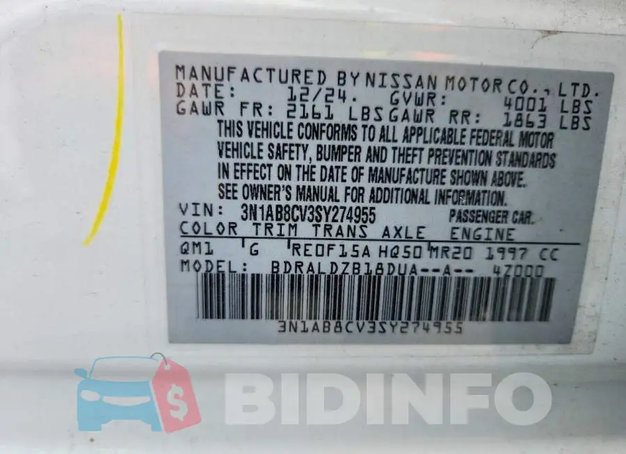 3N1AB8CV3SY274955 Photo# 12