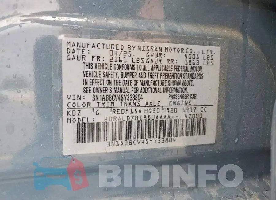 3N1AB8CV4SY333804 Photo# 12