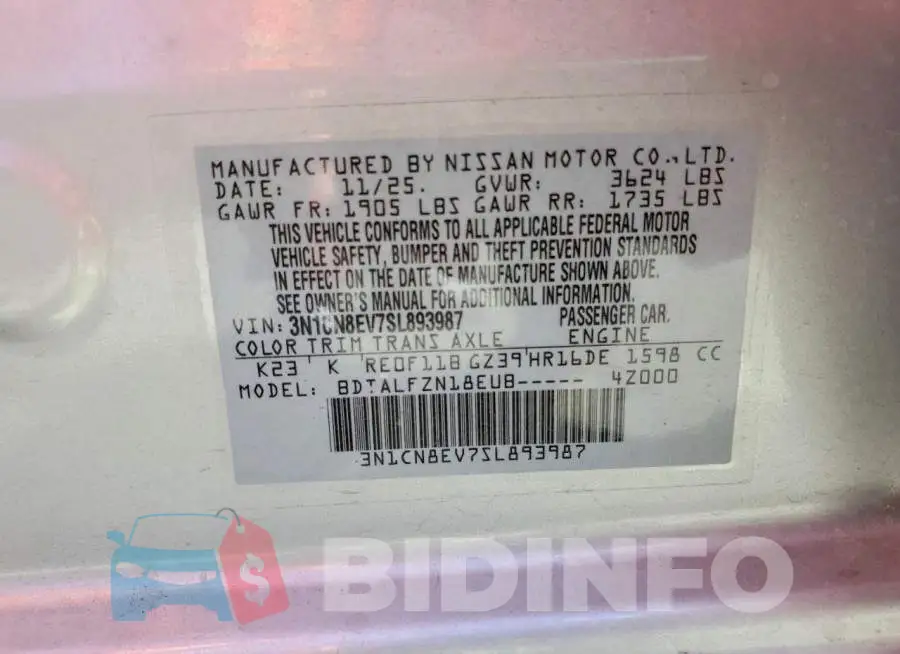 3N1CN8EV7SL893987 Photo# 12