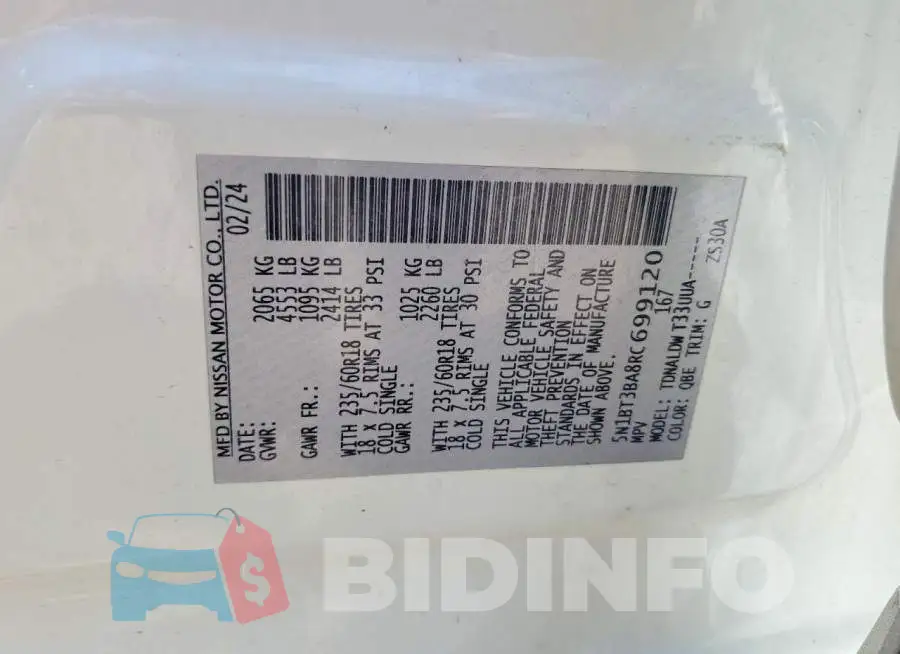 5N1BT3BA8RC699120 Photo# 13