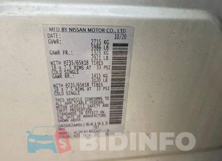 5N1DR2AM0LC641913 Photo# 12