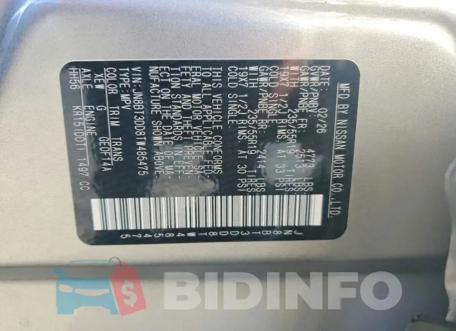 JN8BT3DD8TW485475 Photo# 13