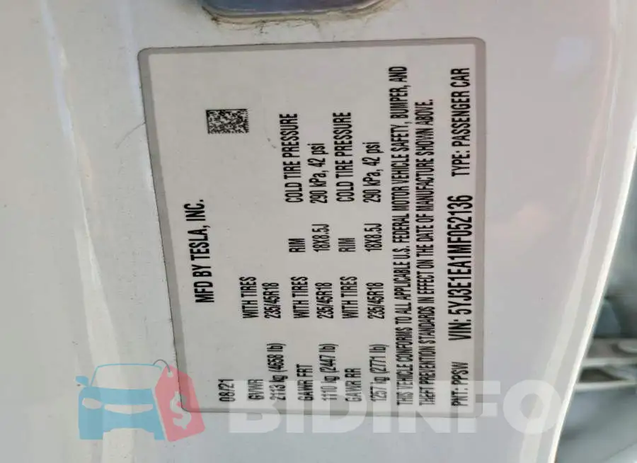 5YJ3E1EA1MF052136 Photo# 13