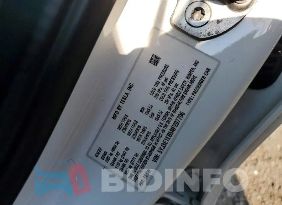 5YJ3E1EB5NF207796 Photo# 12