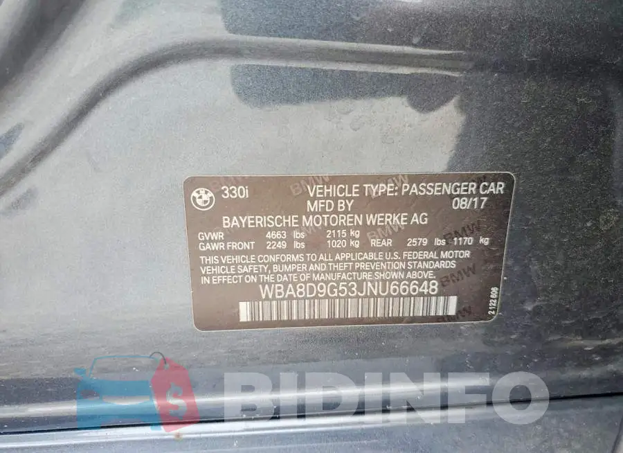 WBA8D9G53JNU66648 Photo# 12
