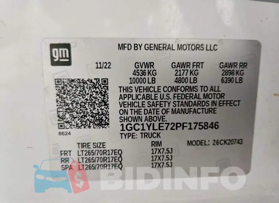 1GC1YLE72PF175846 Photo# 12