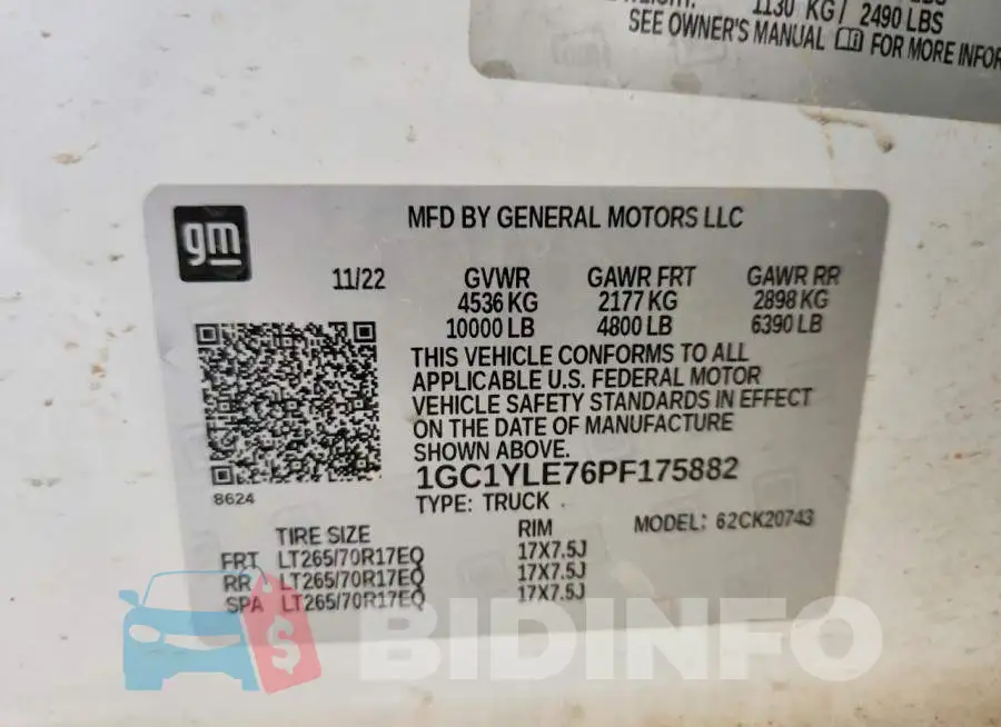1GC1YLE76PF175882 Photo# 12