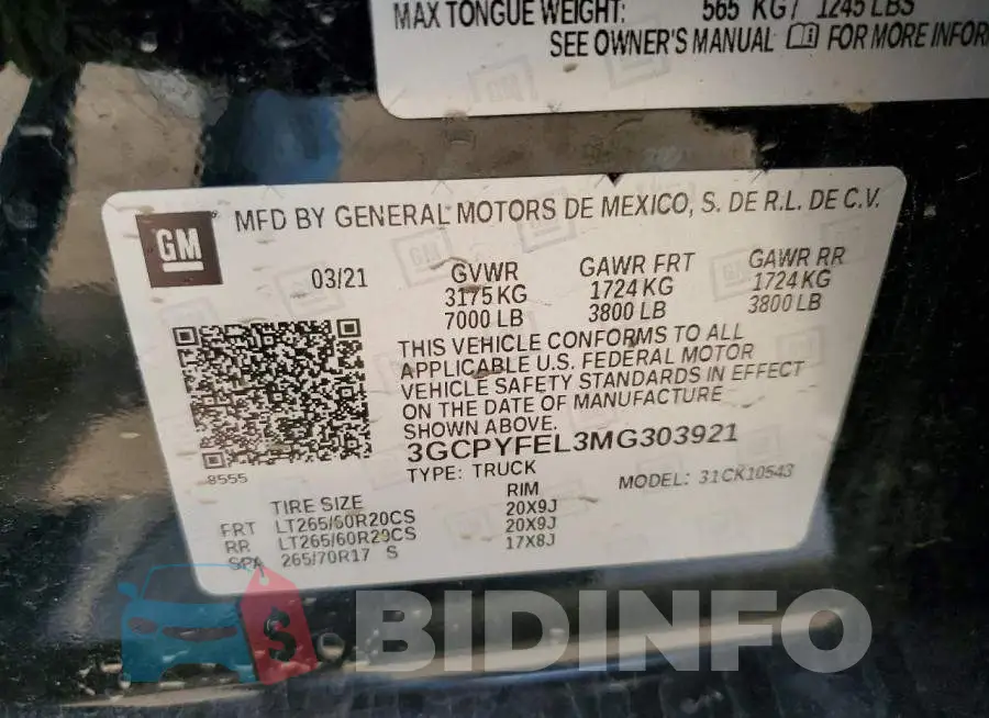 3GCPYFEL3MG303921 Photo# 13