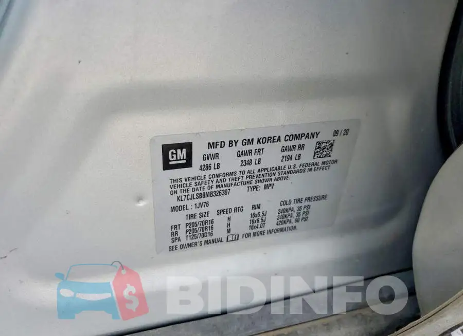KL7CJLSB8MB326307 Photo# 12