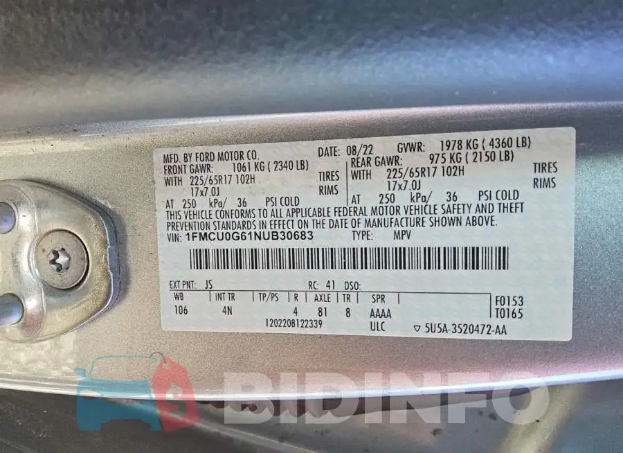 1FMCU0G61NUB30683 Photo# 13