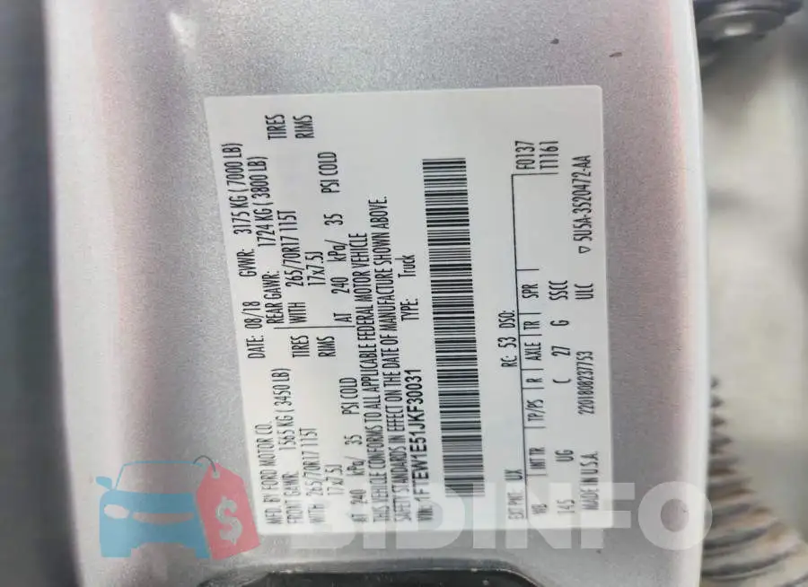 1FTEW1E51JKF30031 Photo# 12