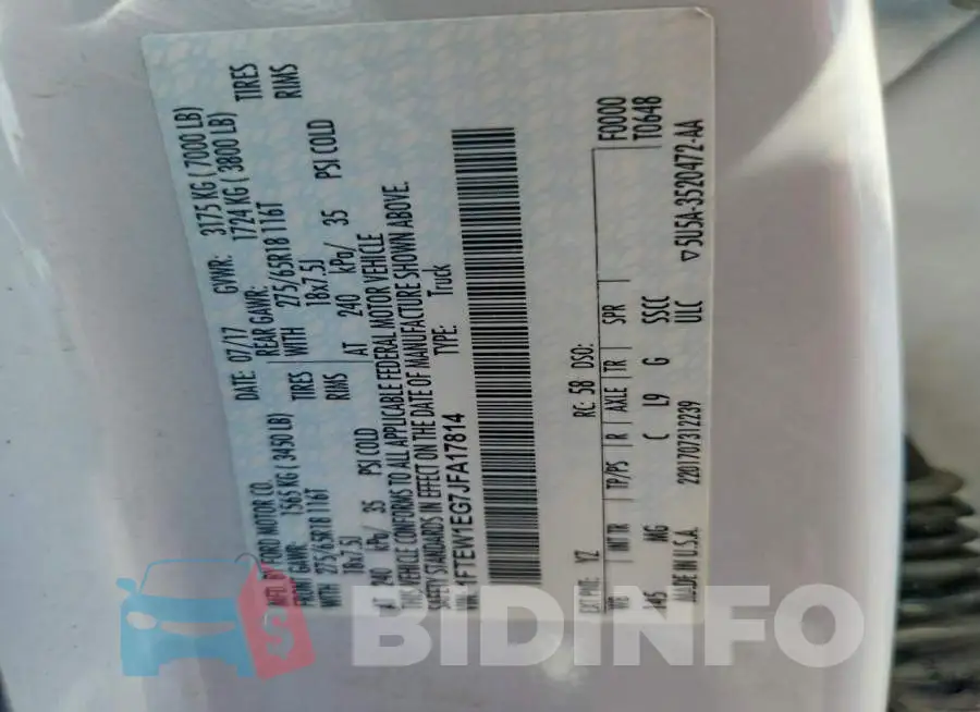 1FTEW1EG7JFA17814 Photo# 12