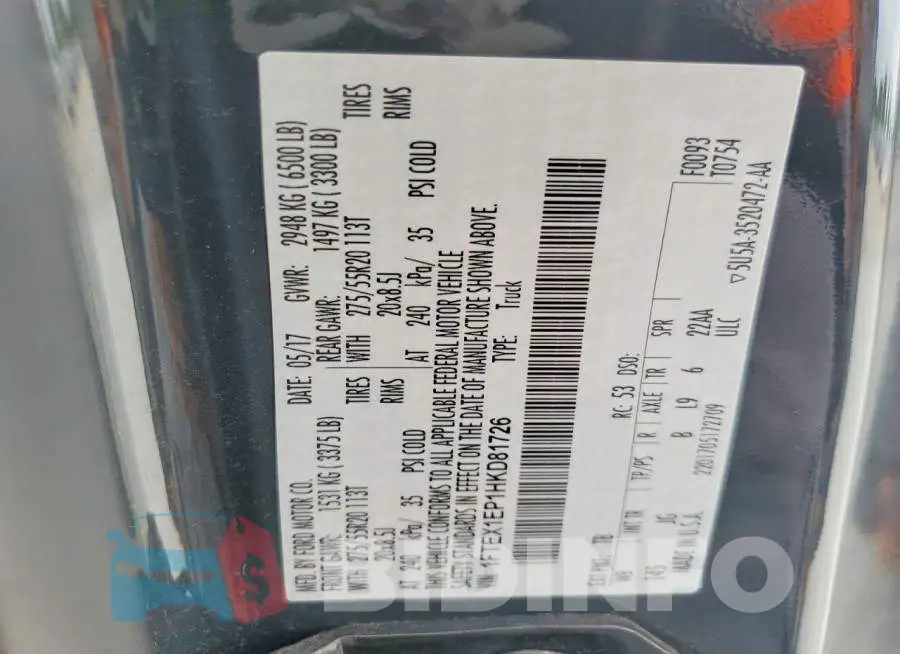 1FTEX1EP1HKD81726 Photo# 12