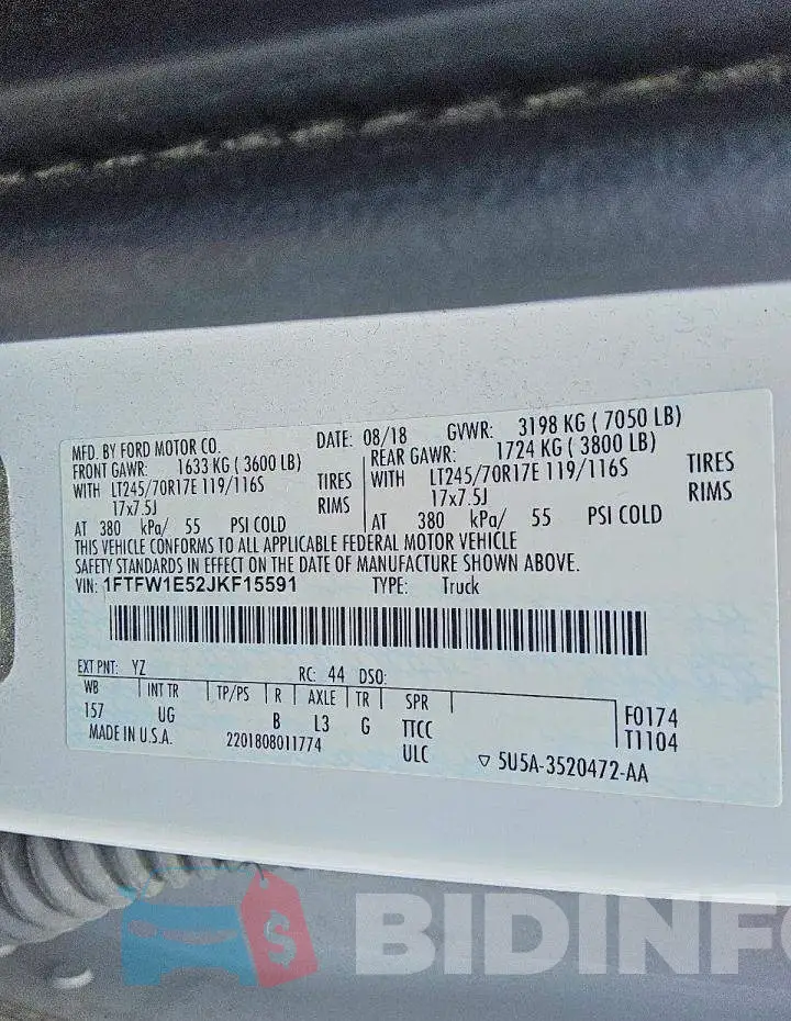 1FTFW1E52JKF15591 Photo# 12