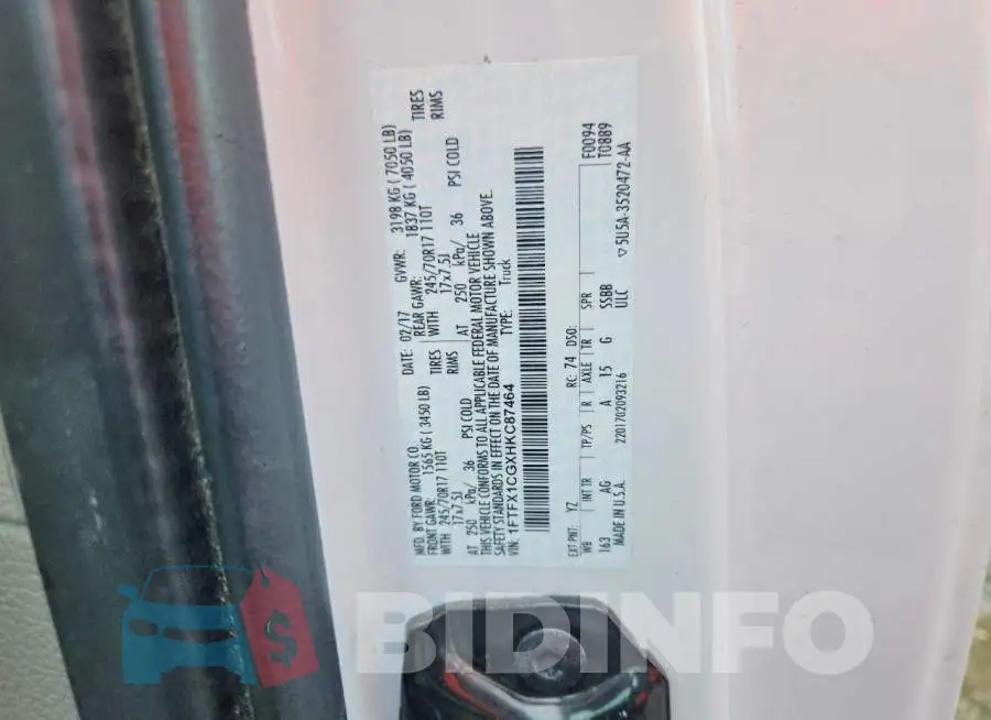 1FTFX1CGXHKC87464 Photo# 12
