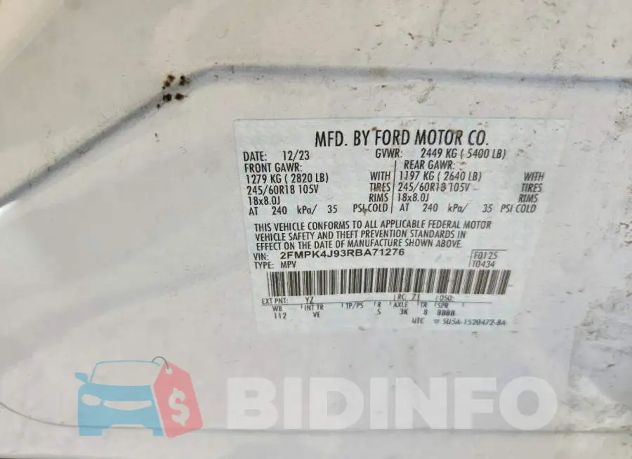2FMPK4J93RBA71276 Photo# 14