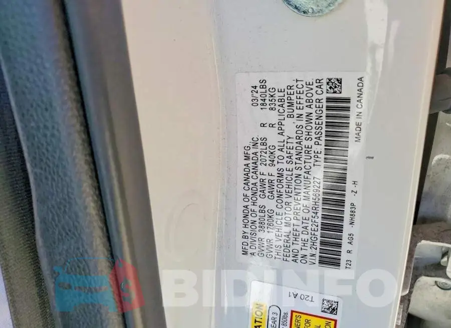 2HGFE2F54RH569227 Photo# 12
