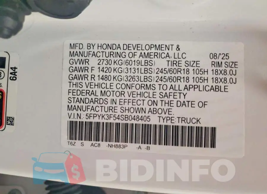 5FPYK3F54SB048405 Photo# 12