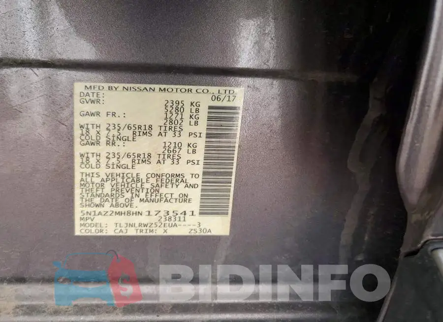 5N1AZ2MH8HN173541 Photo# 13