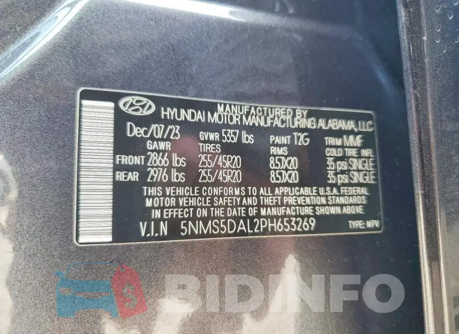 5NMS5DAL2PH653269 Photo# 13