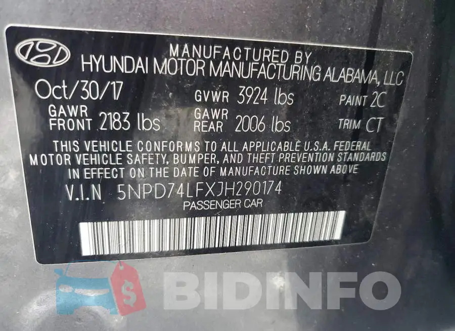 5NPD74LFXJH290174 Photo# 12