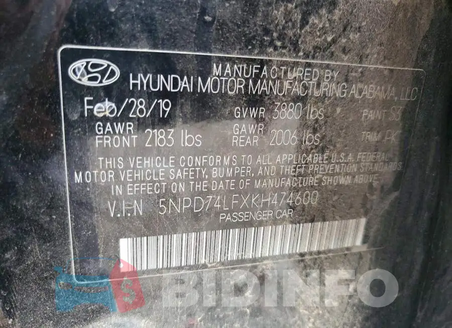 5NPD74LFXKH474600 Photo# 12