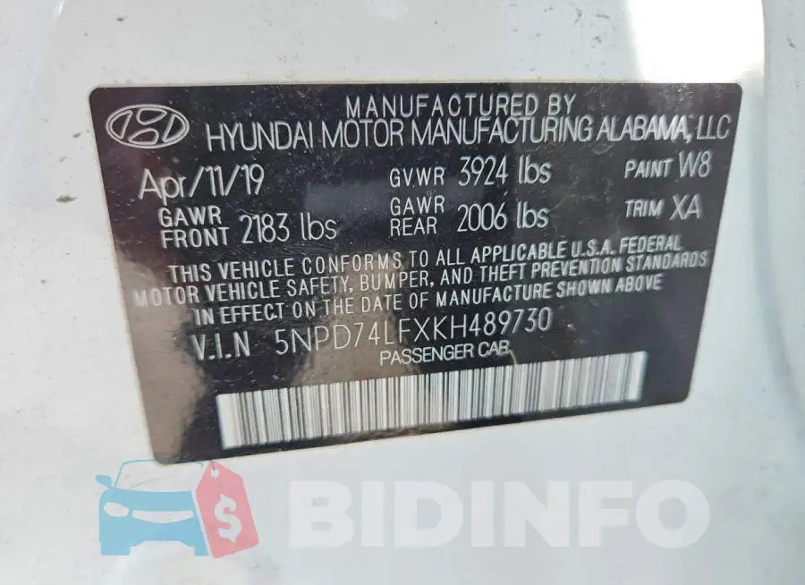 5NPD74LFXKH489730 Photo# 12