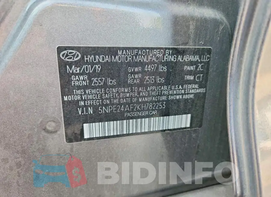 5NPE24AF2KH782253 Photo# 12