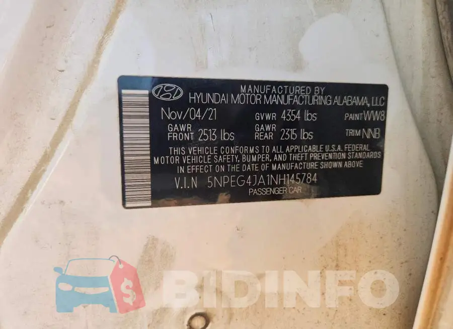 5NPEG4JA1NH145784 Photo# 12