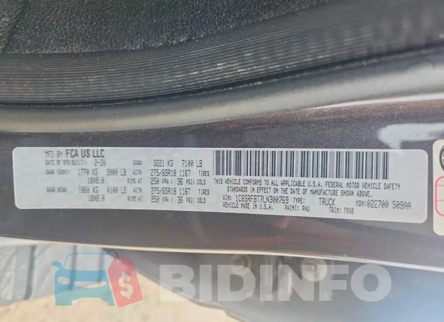1C6SRFBT7LN300769 Photo# 12