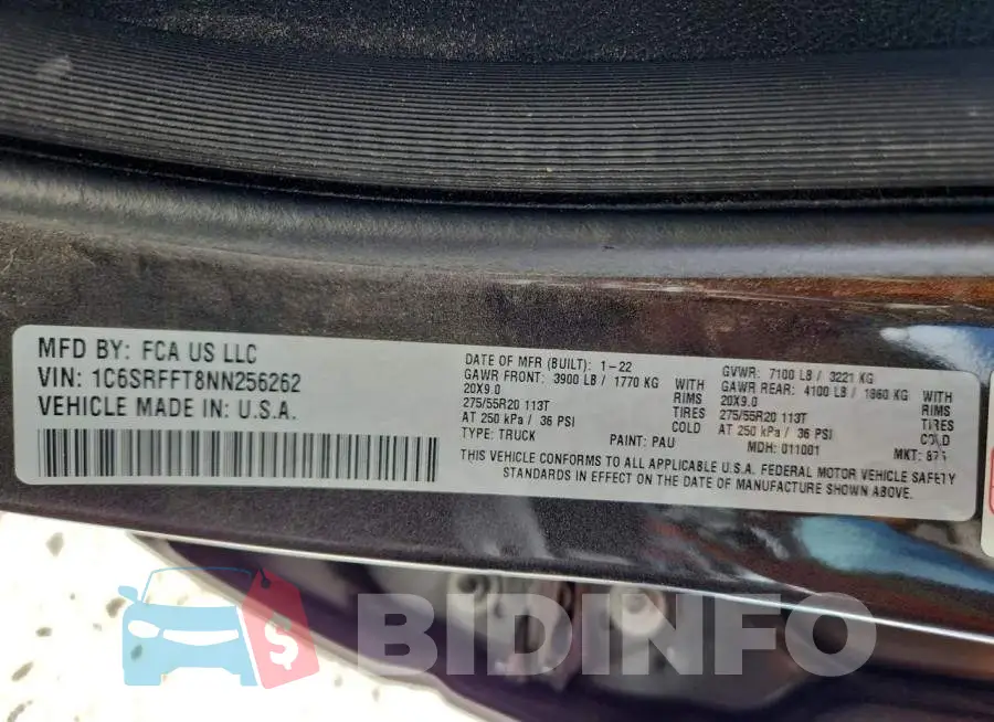 1C6SRFFT8NN256262 Photo# 12