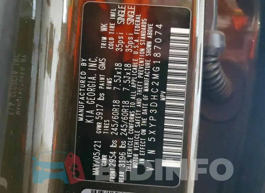 5XYP3DHC2MG187074 Photo# 13