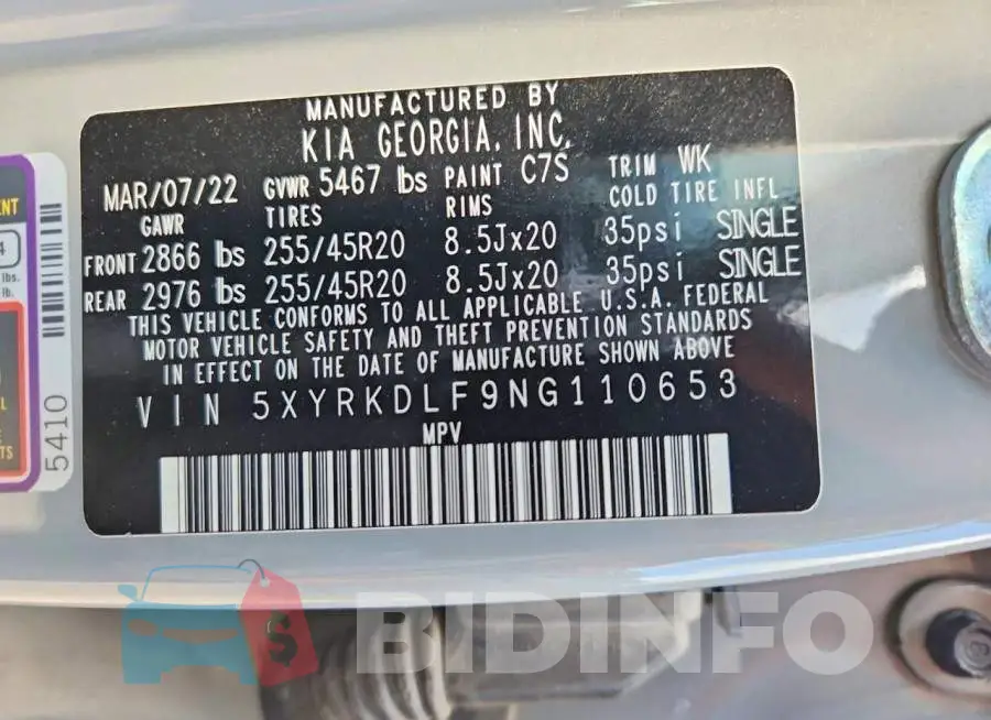 5XYRKDLF9NG110653 Photo# 14