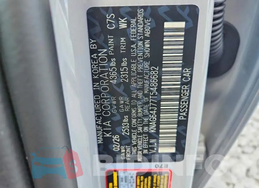 KNAG64J77T5486682 Photo# 12