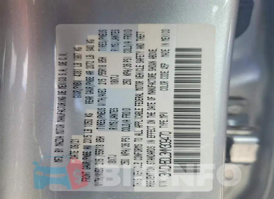 3MVDMBDL3MM309470 Photo# 13