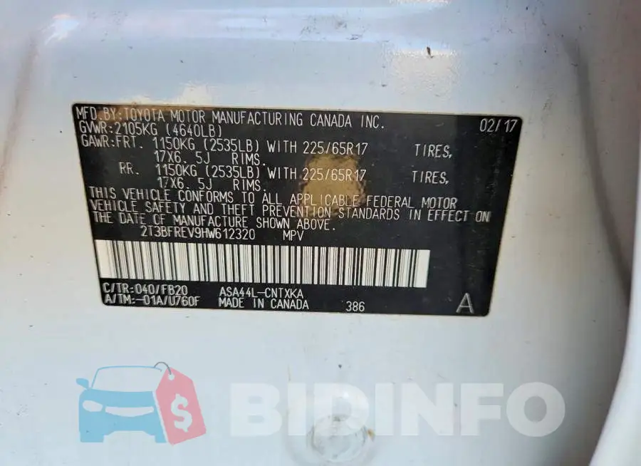 2T3BFREV9HW612320 Photo# 13