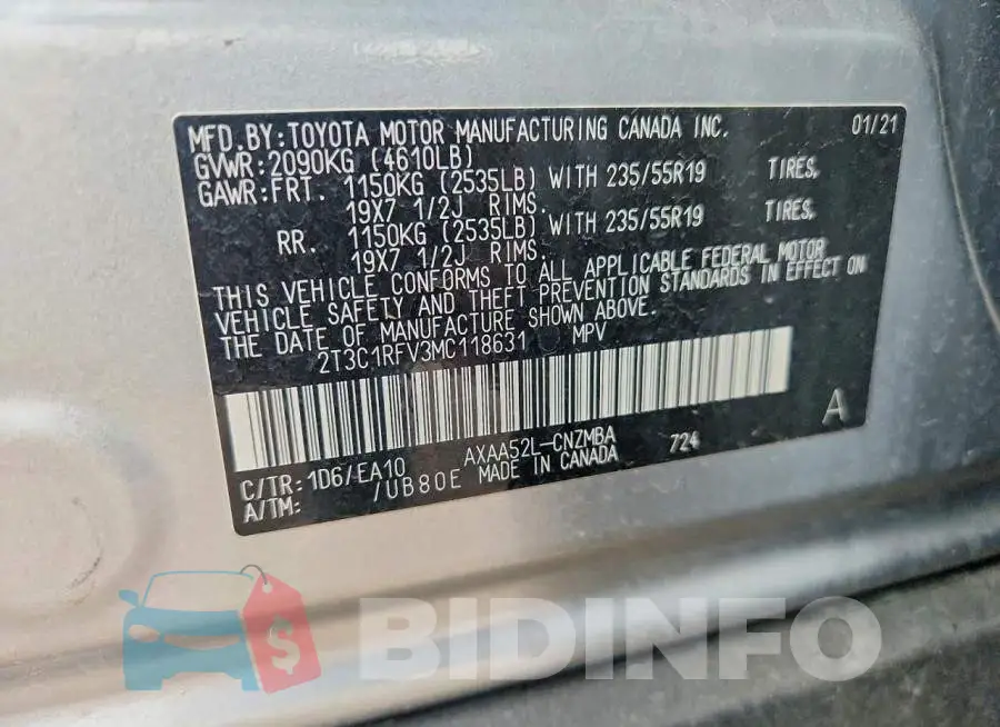2T3C1RFV3MC118631 Photo# 12