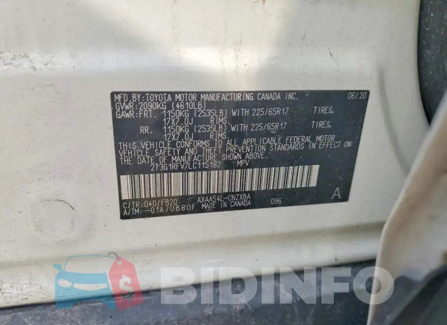 2T3G1RFV7LC115182 Photo# 14