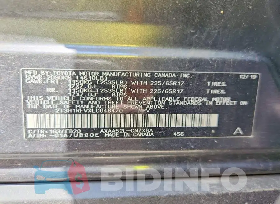 2T3H1RFVXLC048470 Photo# 13