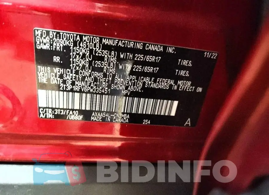 2T3P1RFV6PW335451 Photo# 13