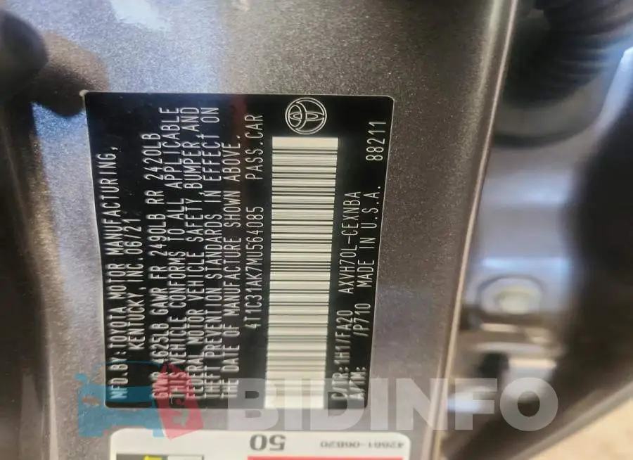 4T1C31AK7MU564085 Photo# 12